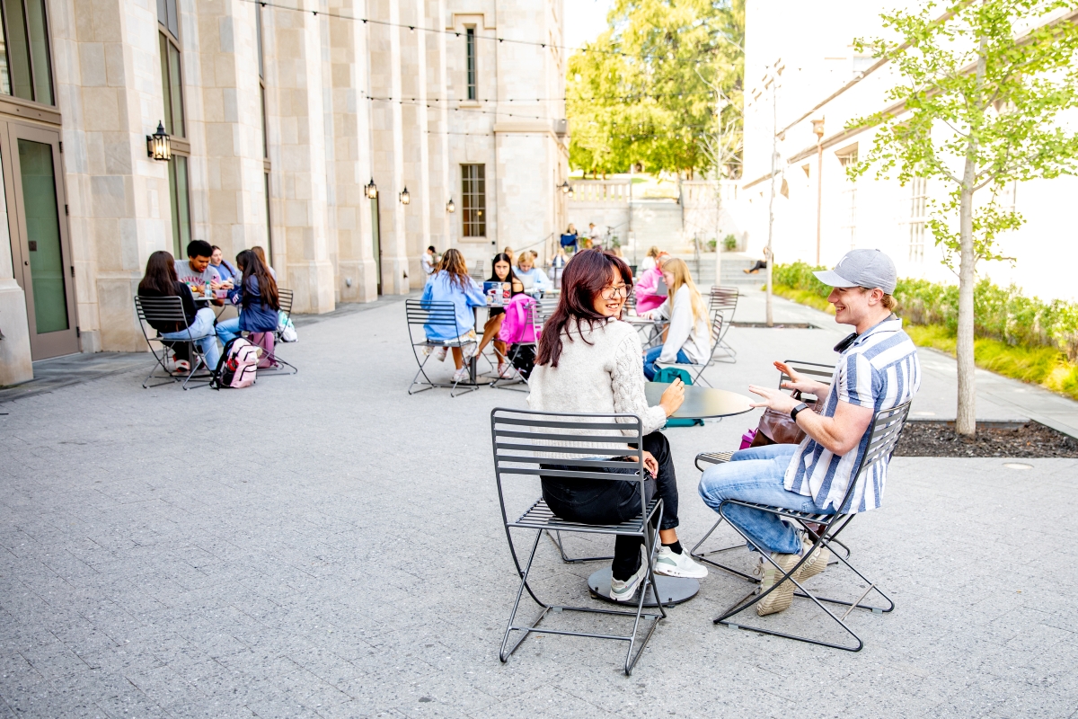 Students walking on campus